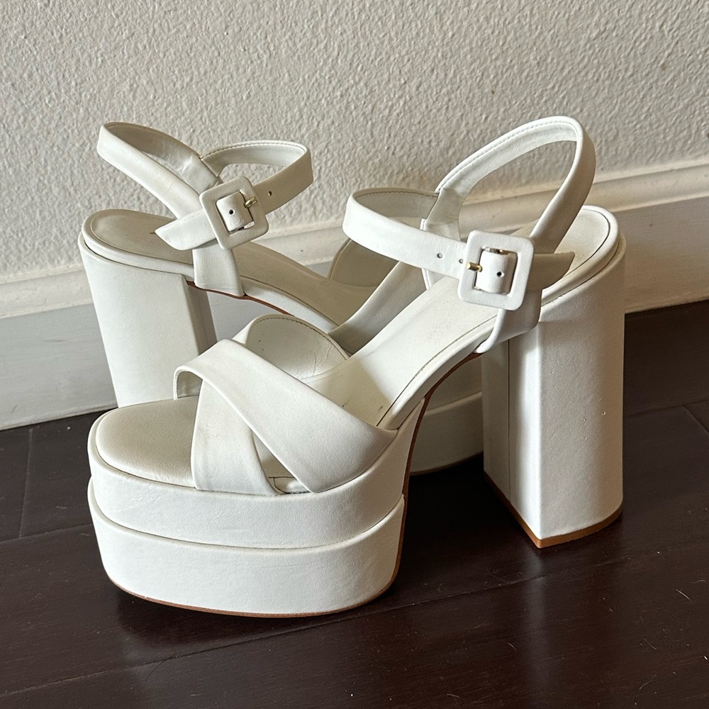 Aldo Platform Off-White Block Heel Sandals